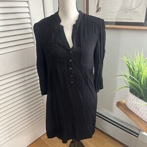 Maeve Anthropologie Dress Womens 6 Black Long Sleeve Mini Shift Minimalist Chic